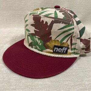Neff Cotton Linen Blend Tropical Snapback Hat - Red and Green Yellow